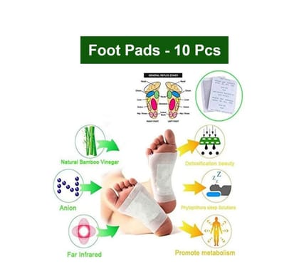 Kinoki Cleansing Detox Foot Pads, Ginger & Salt Foot Patch | 1 Pack - 10 Pieces (Free Size, White) | Pack of 5 | Total - 50 Pieces