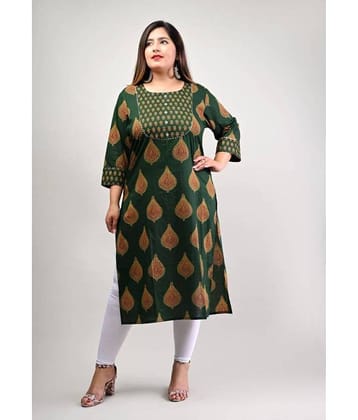 Swasti - Green Cotton Women's Straight Kurti ( Pack of 1 )