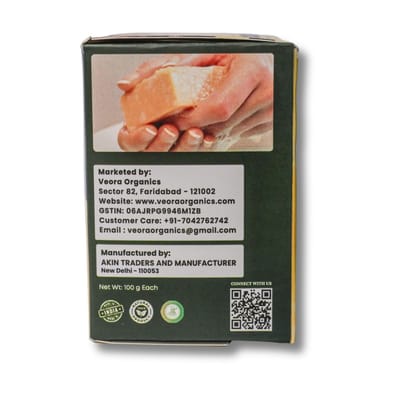 Veora Organics Handmade Soap Combo Pack | Natural Bath Soap with Haldi, Calamine, Aloe Vera & Multani Mitti | Chemical-Free Herbal Soap for Skin Cleansing & Nourishment | Suitable for All Skin Types | 100g Each (Pack of 4)