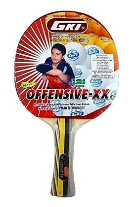 GKI Offensive XX Wooden Table Tennis Bat: Powerful Racket with Ergonomic Grip for Precise and Controlled Shots (Packing - 1 Unit) by Total Sporting And Fitness Solutions Pvt Ltd