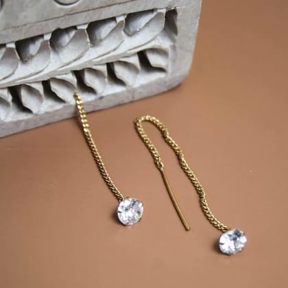 Gold-Plated AD Contemporary Drop Earrings