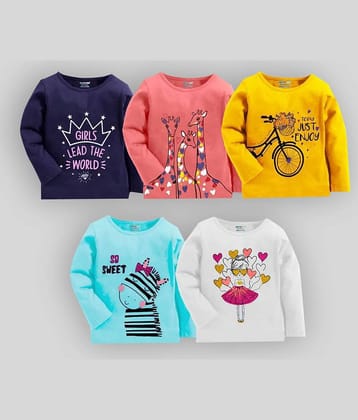 Kuchipoo Pack of 5 Girls Cotton Blend T-Shirt ( Multicolor4 )