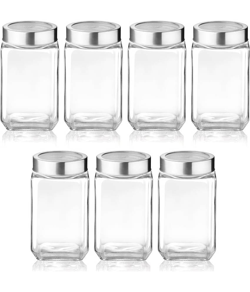 Treo by Milton Cube Storage Jar 800 ml, Set of 7,Transparent | BPA Free | Storage Jar | Kitchen Organizer | Air Tight | Modular | Multipurpose Jar