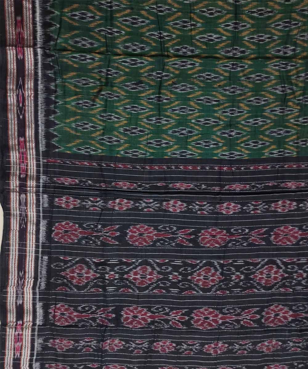 Olive green colour handwoven cotton saree