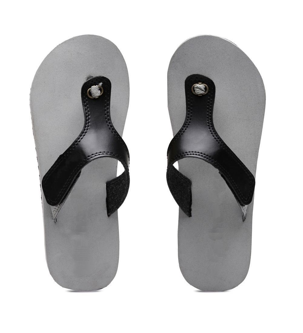 Unisex Rubber Lightweight T-Style Slippers Size 4 (Grey)