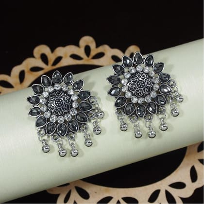 Antique Gold/Silver Oxidized Ethnic Designed Stud Earring- AER 380