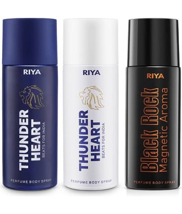 Riya Thunderheart Perfume Body Spray For Men 150 ml each (Pack of 3)