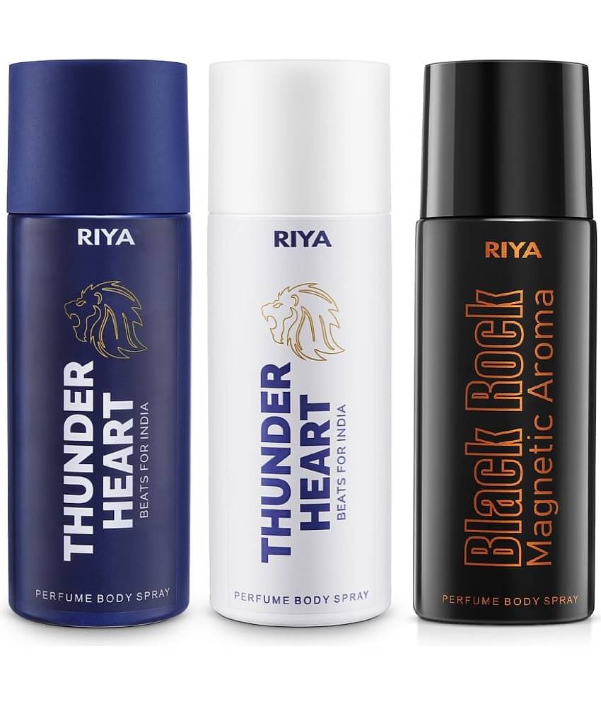 Riya Thunderheart Perfume Body Spray For Men 150 ml each (Pack of 3)