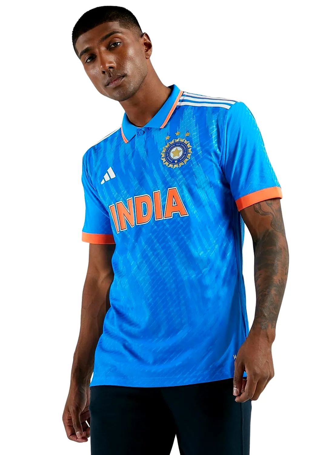 Official Adidas India Cricket ODI Jersey for Men: Breathable Performance Gear with Iconic Tiger Stripes (Colour - BLUE, Size - XXL) by Total Sporting And Fitness Solutions Pvt Ltd