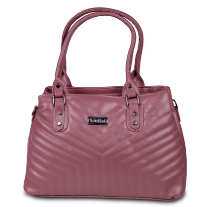 Jothi Arrowyn Premium Womens Handbag | 3-Compartment Quilted Synthetic Leather Tote | Semi-Gloss Finish | Water-Resistant | Soft Base | Dusty Pink