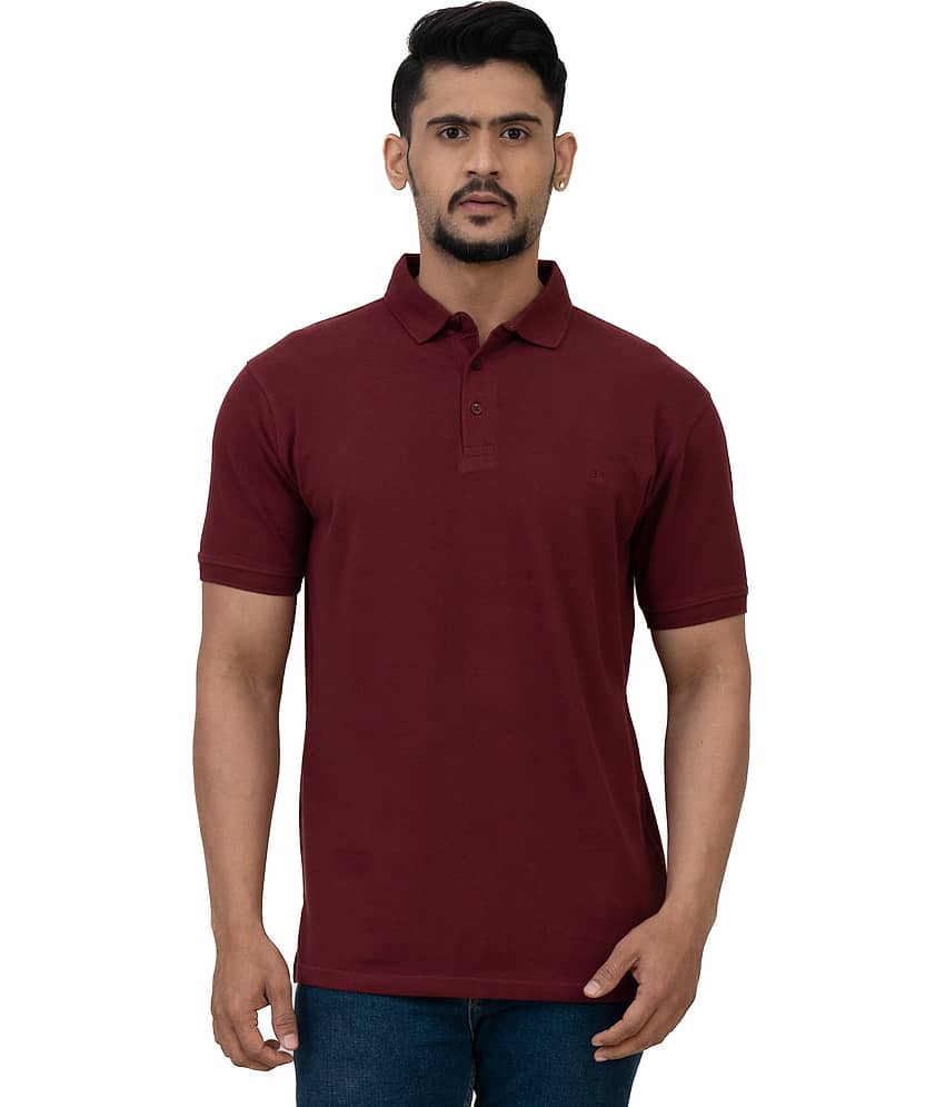 Cotstyle Pack of 1 Cotton Blend Regular Fit Solid Half Sleeves Men's Polo T Shirt ( Maroon )