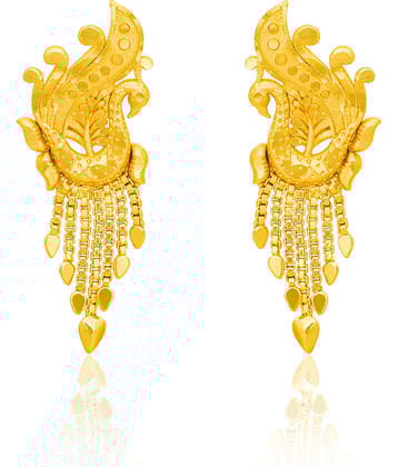 LUV FASHION Golden Stud Earrings ( Pack of 1 )