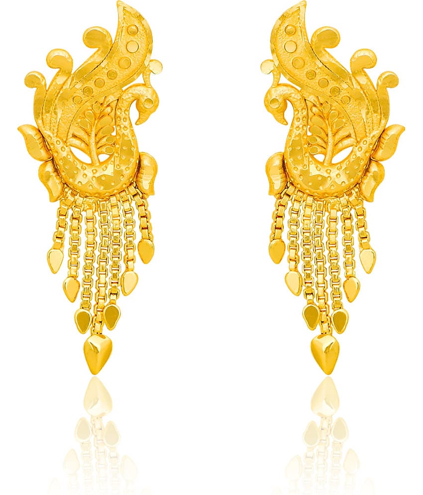 LUV FASHION Golden Stud Earrings ( Pack of 1 )
