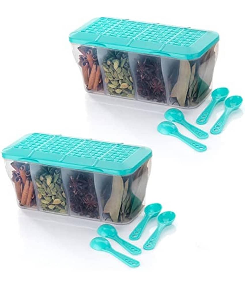 Analog Kitchenware Dal/Masala/Vegetable Plastic Sea Green Pickle Container ( Set of 2 )
