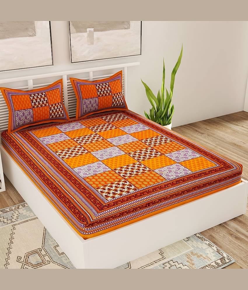 Uniqchoice Cotton Double Bedsheet ( Yellow )