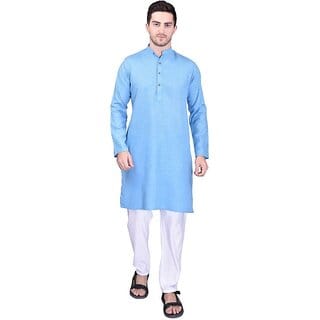 PrintCultr Men Kurta and Pyjama Set (Blue, White)