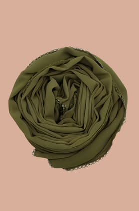 Basic Crochet Chiffon Hijab - Moss Olive Green-Moss Olive Green