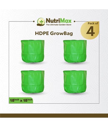 Nutrimax HDPE 200 GSM Growbags 18 inch x 18 inch Pack of 4 Outdoor Plant Bag