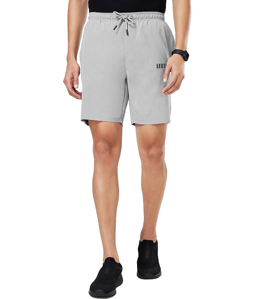 Leotude Grey Cotton Blend Men's Shorts ( Pack of 1 )