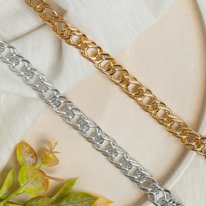 Aluminium Size 14 Mm Width 1 Meter Chain Womens Mens-GOLD