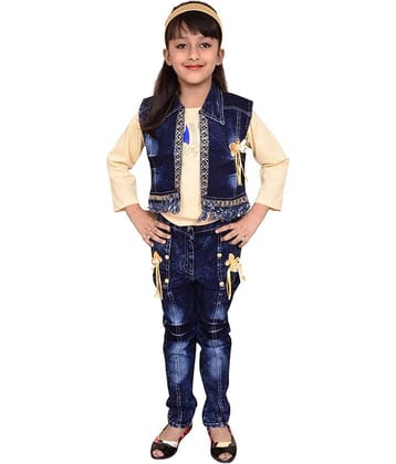 Cherry Tree Girls Denim Top With Jeans ( Yellow )