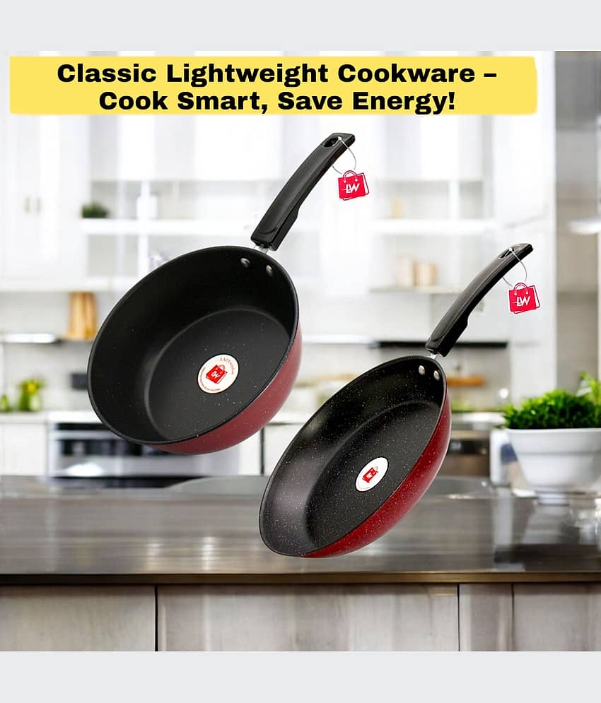 LAZYWINDOW Non-Stick Ceramic Sauce Pan Induction Bottom without Lid 1.6 mm Thickness 21 cm Diameter 1 Ltr