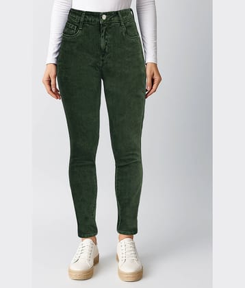 plounge Women's Slim Fit High-Rise Jeans ( Green )