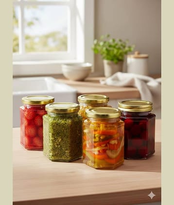 AFAST Food Storage Jar Glass Transparent Food Container ( Set Of 5 )