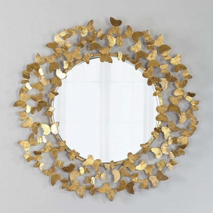 Writings on the Wall Butterfly Round Wall Mirror 2 Feet Elegant Decorative Home Accent Made Of Glass And Metal