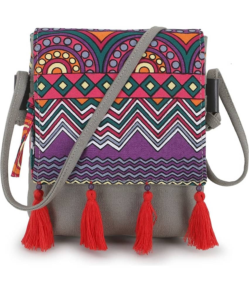 Anekaant Sling Bag Fabric Set of 1 ( Light Grey )
