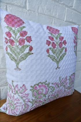 Coral Pink Waffle Cushion Cover: Hand Block Comfort Coral Pink Waffle Cushion Cover: Hand Block Comfort