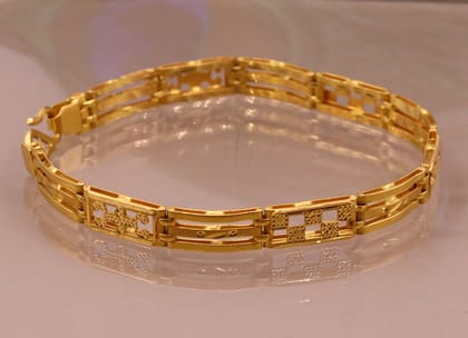 Authentic 22kt yellow gold handmade stylish solid flexible bracelet unisex top class  gifting from Rajasthan india-7&quot;