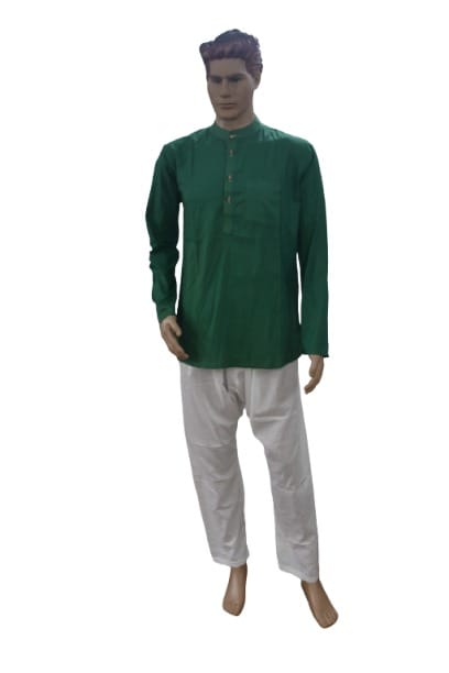 Cotton Green Full Sleeve Short Kurta 40 Size