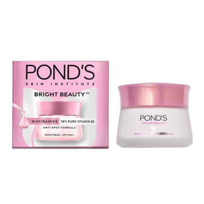 Pond's Bright Beauty Light Cream with UV Filter | Niasorcinol | 100x Better than Vitamin C | Niacinamide | Fades Dark Spots, Brightens Skin, 35g Pond's Bright Beauty Light Cream with UV Filter | Niasorcinol | 100x Better than Vitamin C | Niacinamide | Fa