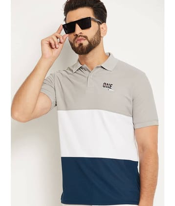 OGEN Pack of 1 Cotton Blend Regular Fit Colorblock Half Sleeves Men's Polo T Shirt ( Grey )