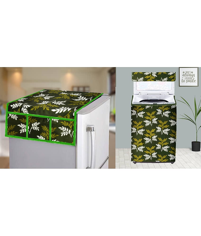E-Retailer Set of 2 Polyester Green Washing Machine Cover for Universal Top Load