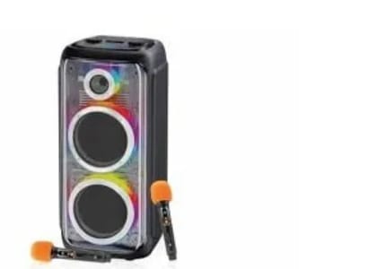 PORTRONICS POR 2347 IRON BEATS 5 Pro 180W Party Speaker With Dual Wireless Karaoke MicBluetooth Version 5.3