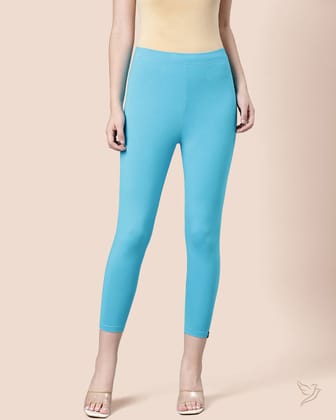 Viscose 7/8 High Ankle/Cropped Leggings - Swimming Pool-S / Swimming Pool