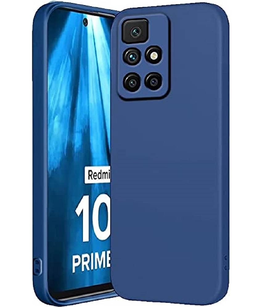Case Vault Covers - Blue Silicon Plain Cases Compatible For redmi 10 prime ( Pack of 1 )