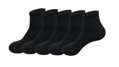 VOICI France Unisex Ankle Length Sports Socks for Wholeday Wearing Light weighted Black and White Solid Color Free Size - Black