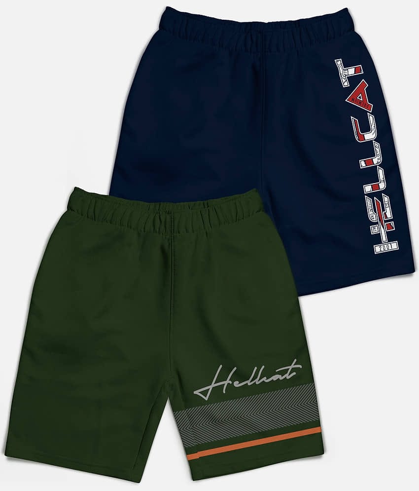 HELLCAT Pack of 2 Cotton Blend Shorts For Boys ( Multicolor )