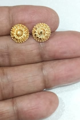 1Gm Gold And Micron Plated Round South Screw Back Brass Stud Earring 1 Pair