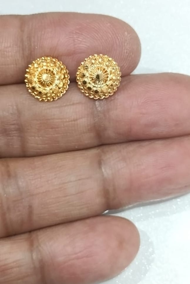 1Gm Gold And Micron Plated Round South Screw Back Brass Stud Earring 1 Pair