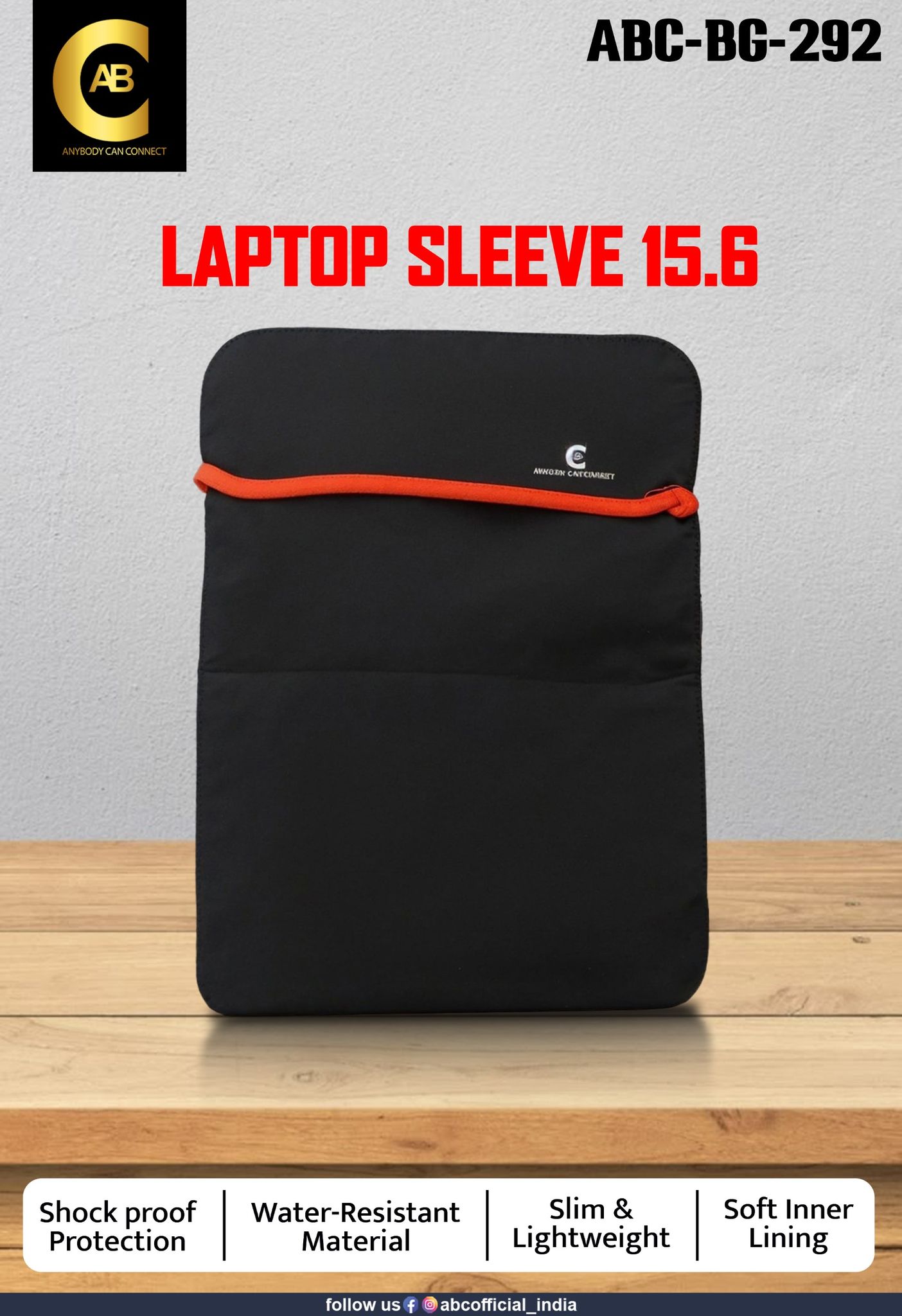 Laptop Sleeve 15.6" (inch) Compatible for MacBook / HP / Lenovo / Dell / Asus / Acer / Sony (Black)