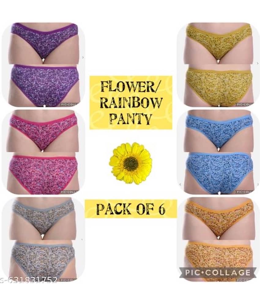 ICONIC ME Pack of 6 Cotton Hipster For Women ( Multicolor )