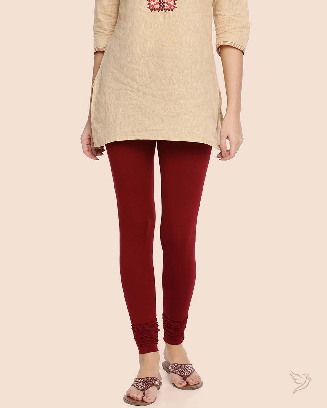 Viscose Churidar Legging - Cherry Berry-S / Cherry Berry