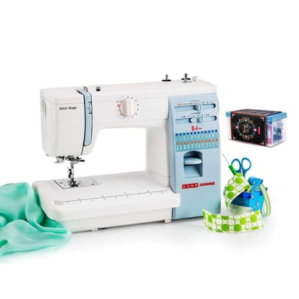 Usha Janome Automatic Stitch Magic Sewing Machine - White and Blue Usha Janome Automatic Stitch Magic Sewing Machine - White and Blue
