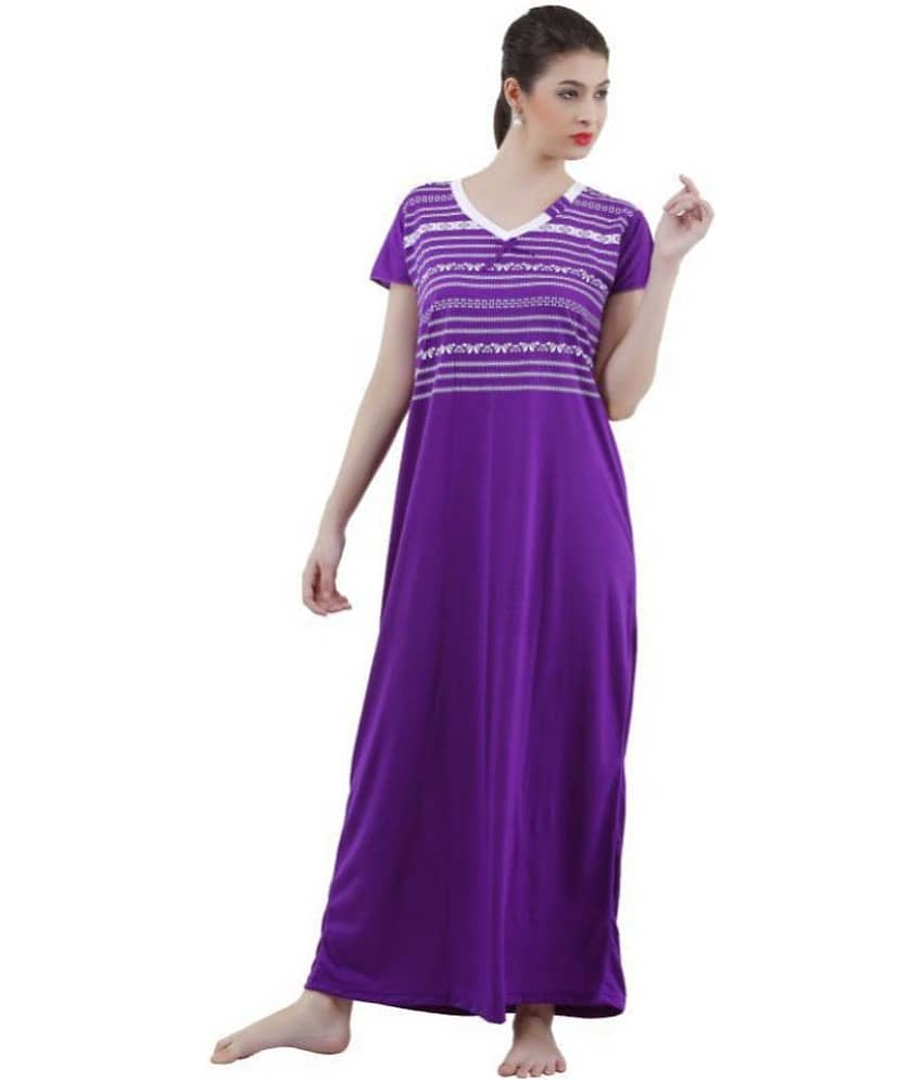 Reposey Viscose Nighty & Night Gowns - Purple Single