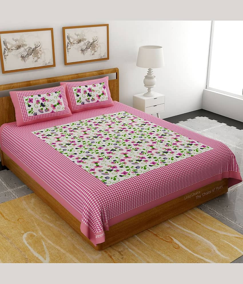 Bombay Spreads Cotton King Bedsheet ( Pink )