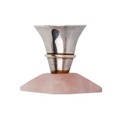 Rose quartz silver candle stand
